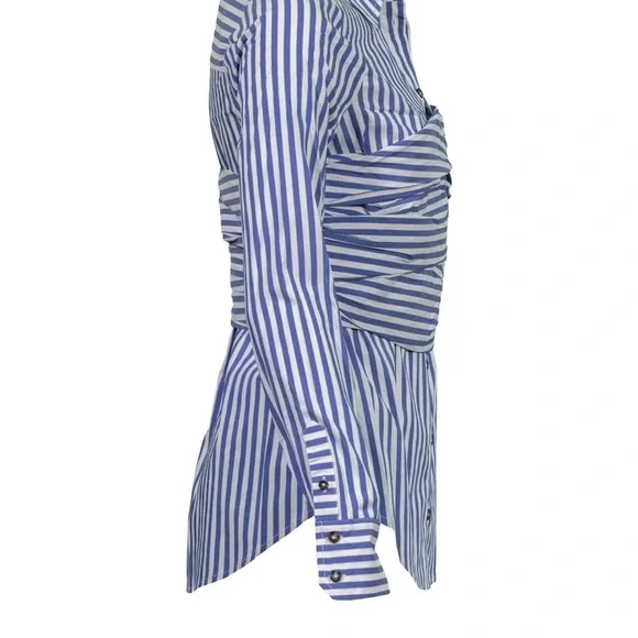 Veronica Beard Blue and White Striped Button Down Shirt - Picture 5 of 13